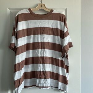 OLD NAVY | brown and white striped t-shirt, 100% cotton, size 3X